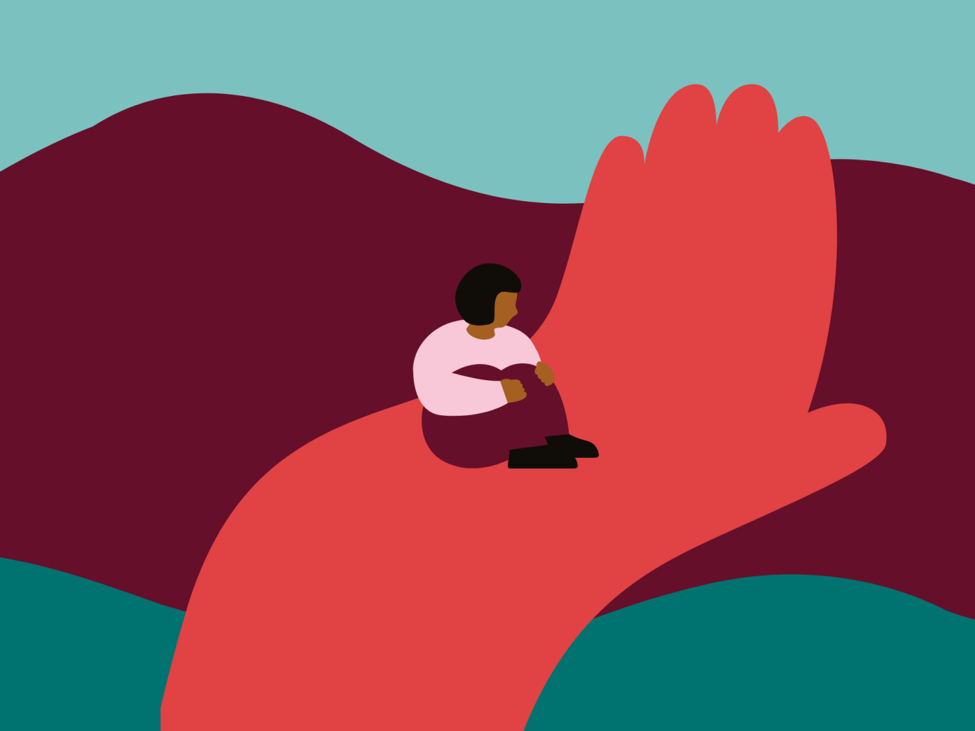 Illustration af barn siddende på en hånd