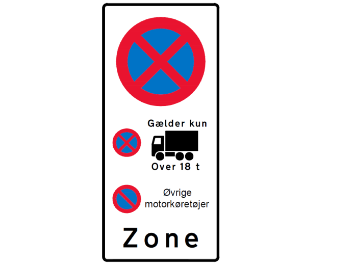 Billedet viser zonetavle med parkeringsforbud i Middelalderbyen