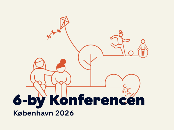 Grafik af ikoner, der viser børn, unge og omsorg med teksten: 6-by konference, København 2026