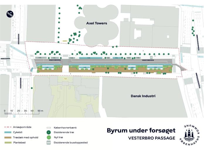 Kort over den midlertidige indretning af Vesterbro Passage