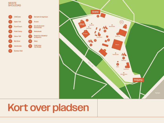Kort over det afskærmede område i Fælledparken sidste skoledag 2026.
