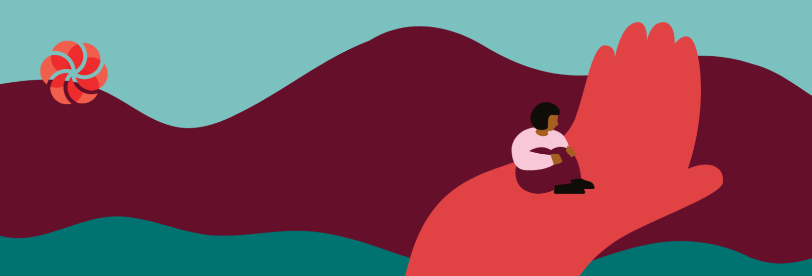 Illustration af barn siddende på en hånd